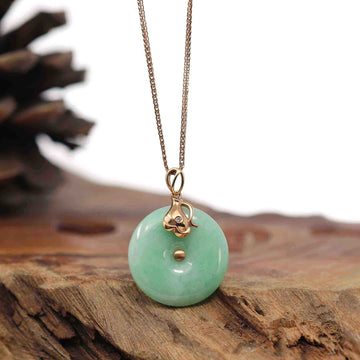 Baikalla Jewelry God Jadeite Necklace Pendant Only 18k Rose Gold Genuine Jadeite Constellation (Aquarius) Necklace Pendant