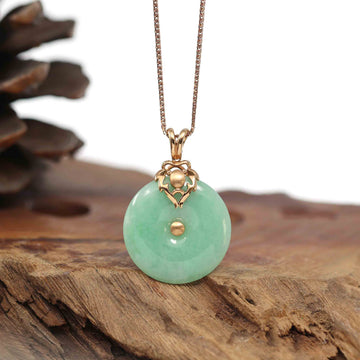 Baikalla Jewelry God Jadeite Necklace Pendant Only 18k Rose Gold Genuine Jadeite Constellation (Leo) Necklace Pendant