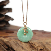 Baikalla Jewelry Gold Jadeite Necklace Pendant Only 18k Rose Gold Genuine Jadeite Constellation (Virgo) Necklace Pendant
