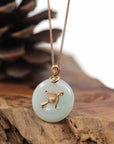 Baikalla Jewelry Gold Jadeite Pendant 18k Rose Gold Genuine Jadeite Constellation Horoscope (Sagittarius) Necklace Pendant With Diamonds