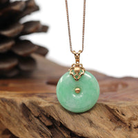 Baikalla Jewelry God Jadeite Necklace Pendant Only 18k Rose Gold Genuine Jadeite Constellation (Leo) Necklace Pendant