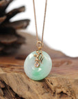 Baikalla Jewelry Gold Jadeite Necklace 18k Rose Gold Genuine Jadeite Constellation (Virgo) Necklace Pendant
