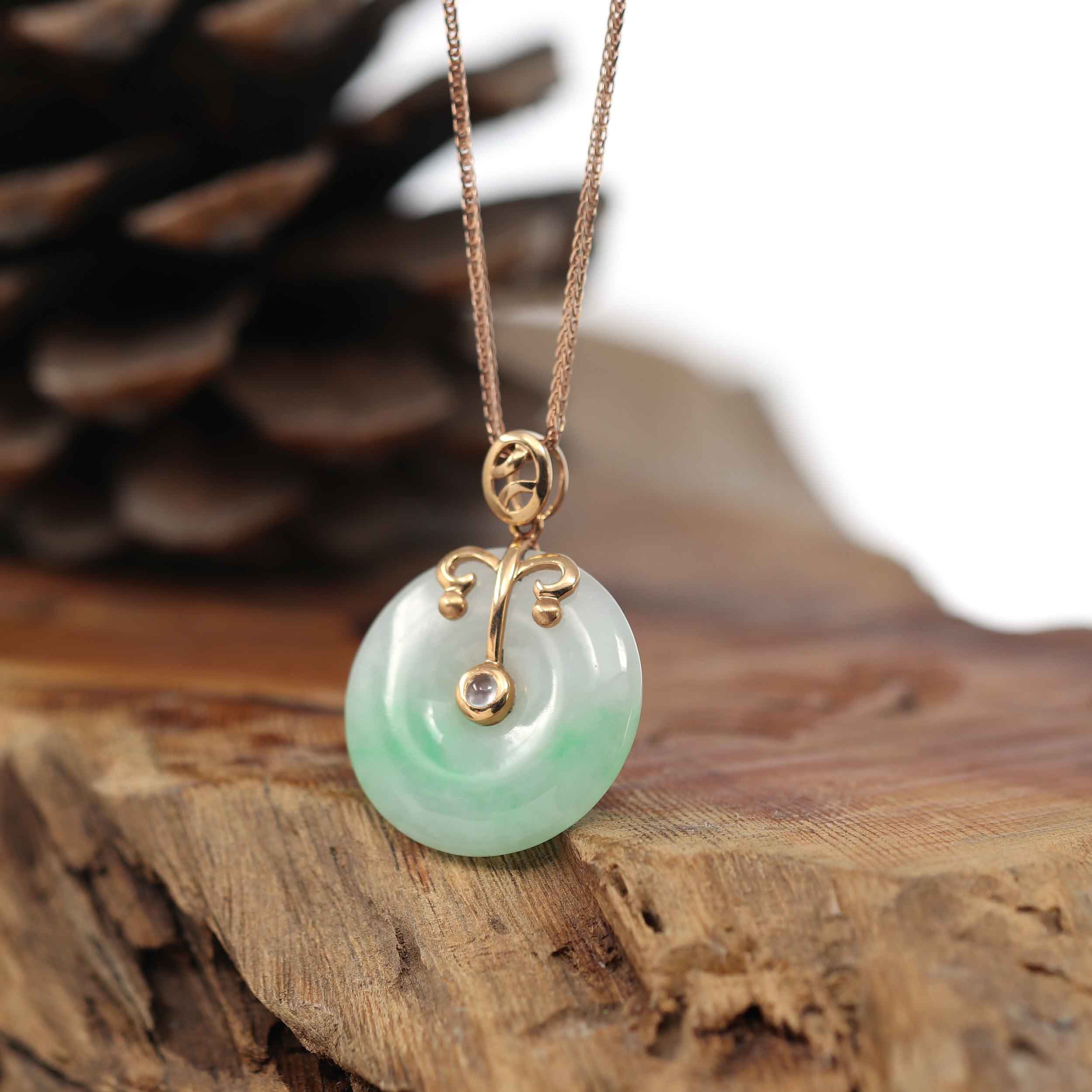 18k Rose Gold Genuine Jadeite Constellation 12 Zodiac Signs (Libra) Ne ...