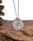 Baikalla Jewelry Gold Jadeite Pendant Pendant Only 18k Rose Gold Genuine Jade Jadeite Constellation Horoscope (Cancer) Necklace Pendant with Ruby