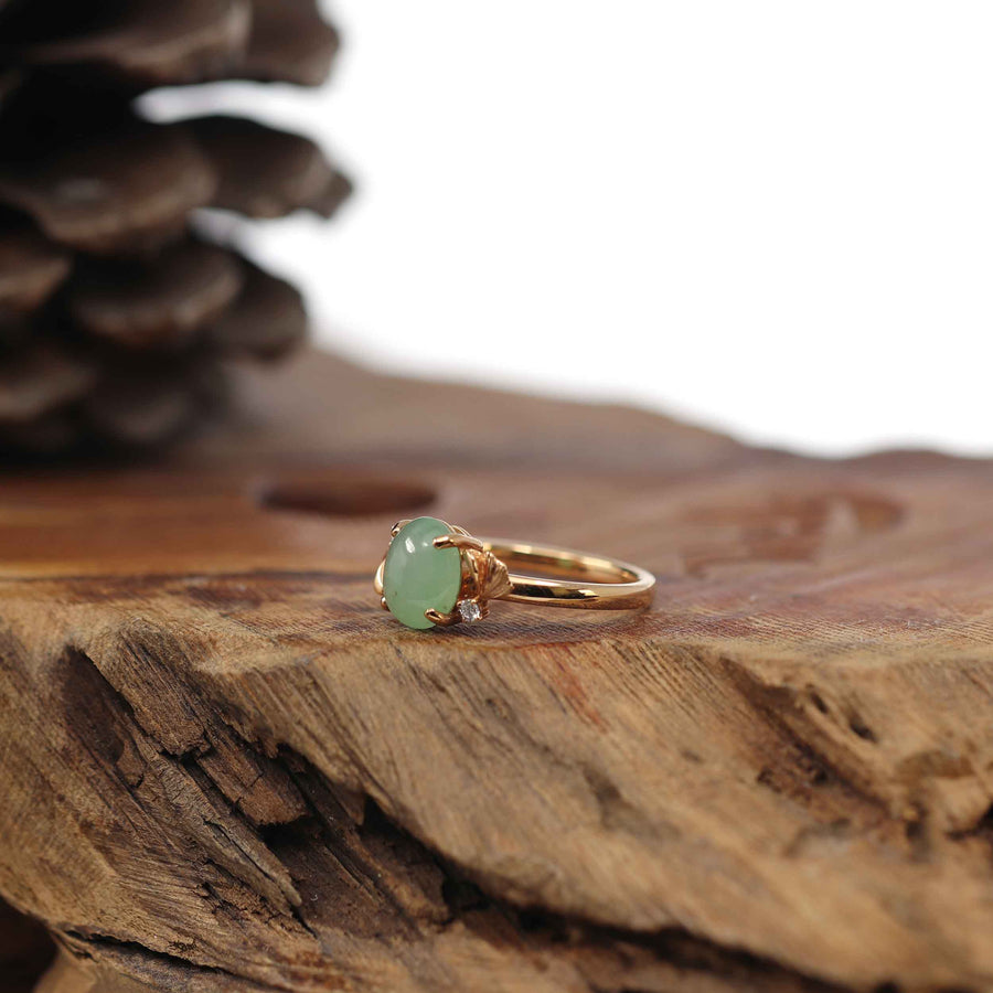 Baikalla Jewelry Jadeite Engagement Ring 5 18k Gold Natural Oval Jadeite Jade Engagement Ring With Diamonds