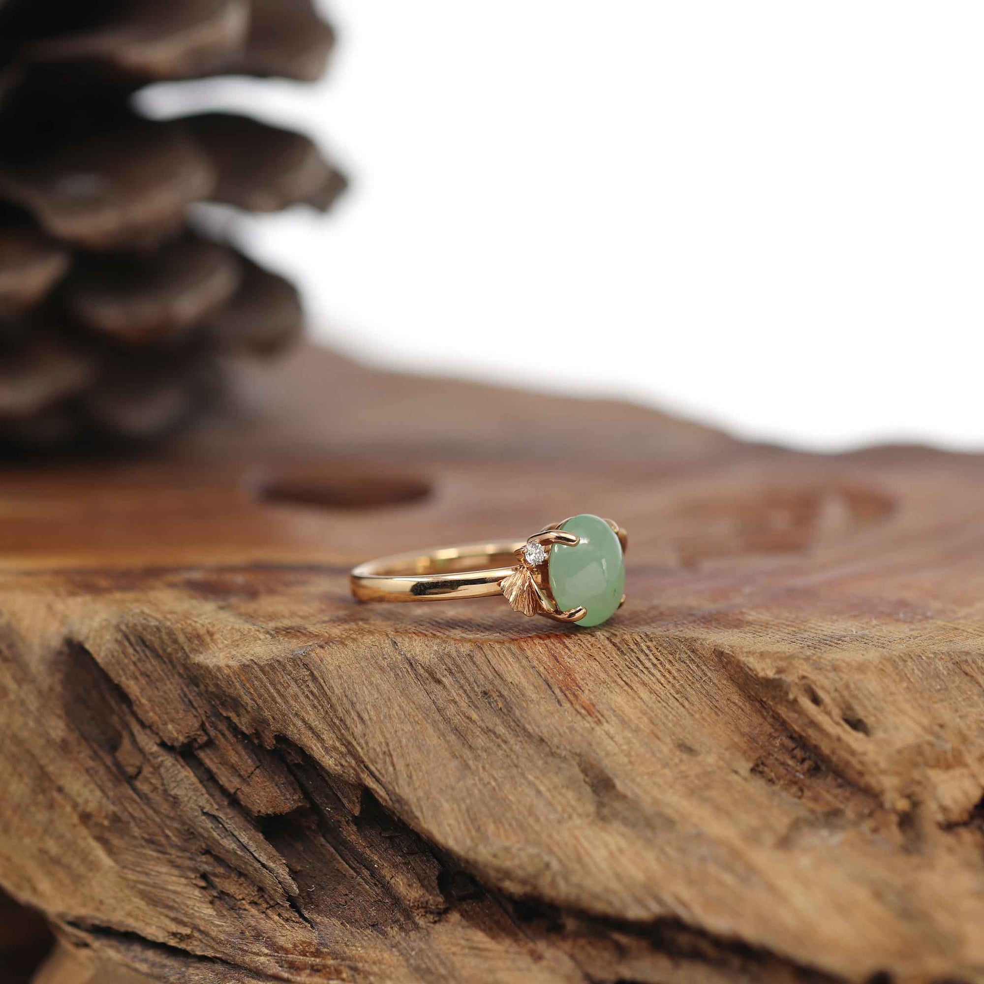 Baikalla Jewelry Jadeite Engagement Ring 18k Gold Natural Oval Jadeite Jade Engagement Ring With Diamonds