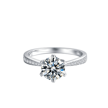 Baikalla Baikalla™ "Emma" Sterling Silver Moissanite Luxury 1.5 CT 6 Prong Promise Ring