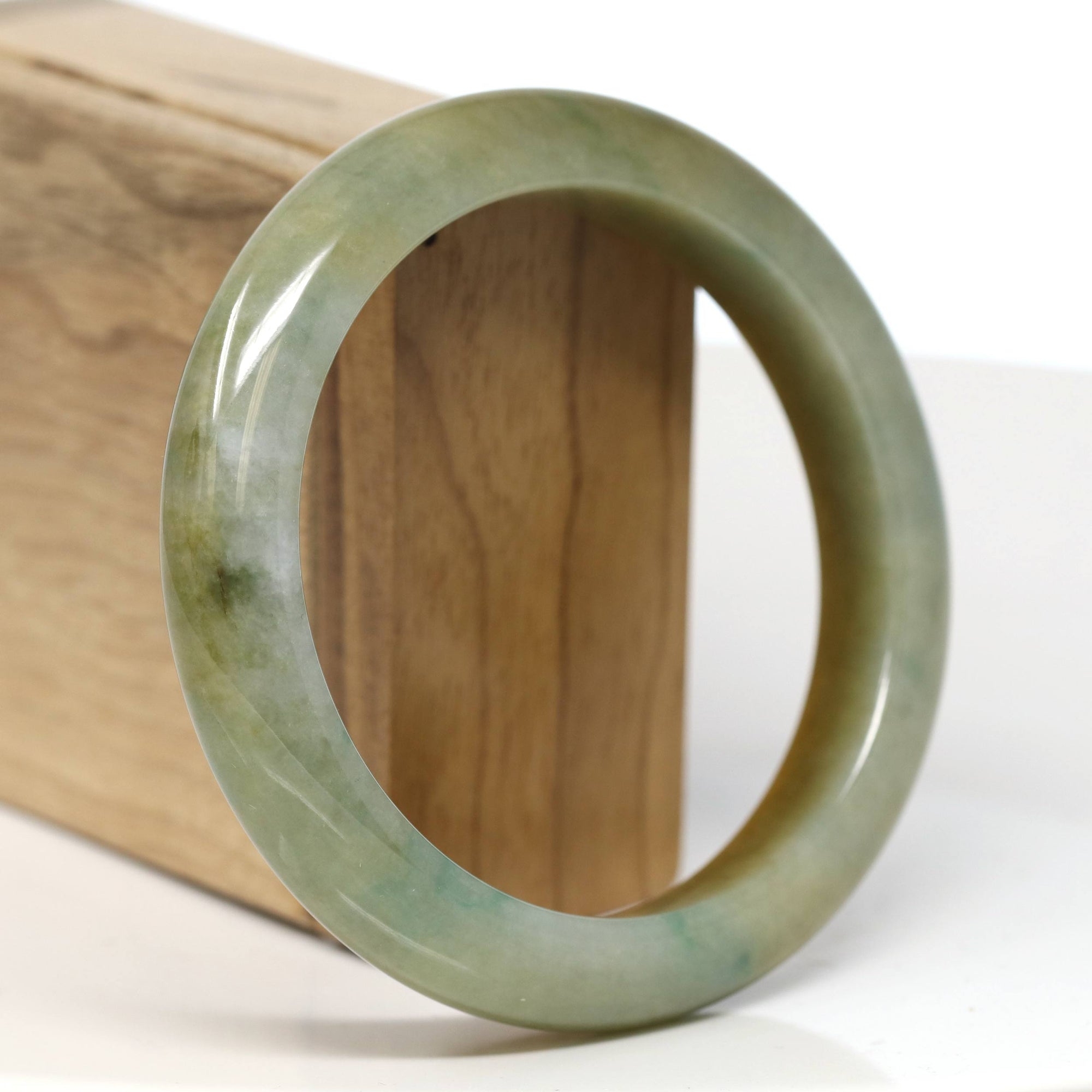 Baikalla Jewelry Jadeite Jade Bangle Bracelet Baikalla &quot;Half Round&quot; Green and Red Jadeite Jade Bangle Bracelet (61.1 mm) 