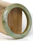 Baikalla Jewelry Jadeite Jade Bangle Bracelet Baikalla "Half Round" Green and Red Jadeite Jade Bangle Bracelet (61.1 mm) 