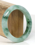 Baikalla Jewelry Jadeite Jade Bangle Bracelet Baikalla "Half Round" Icy Blue-Green Jadeite Jade Bangle Bracelet (58.4 mm) 