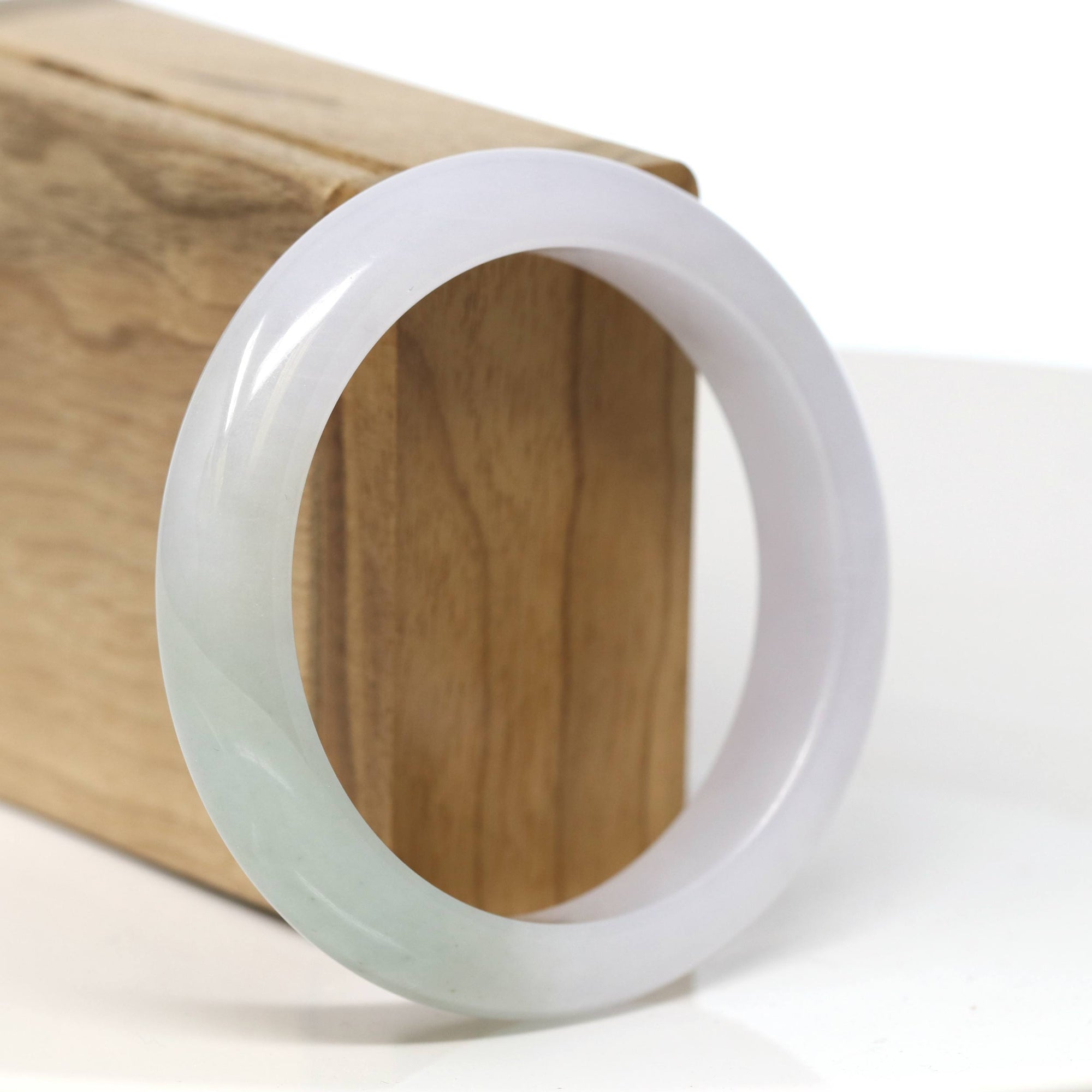 Baikalla Jewelry Jadeite Jade Bangle Bracelet Baikalla "Half Round" Icy Light Lavender Jadeite Jade Bangle Bracelet (56.57 mm) #T484
