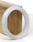 Baikalla Jewelry Jadeite Jade Bangle Bracelet Baikalla "Half Round" Icy Light Lavender Jadeite Jade Bangle Bracelet (56.57 mm) 