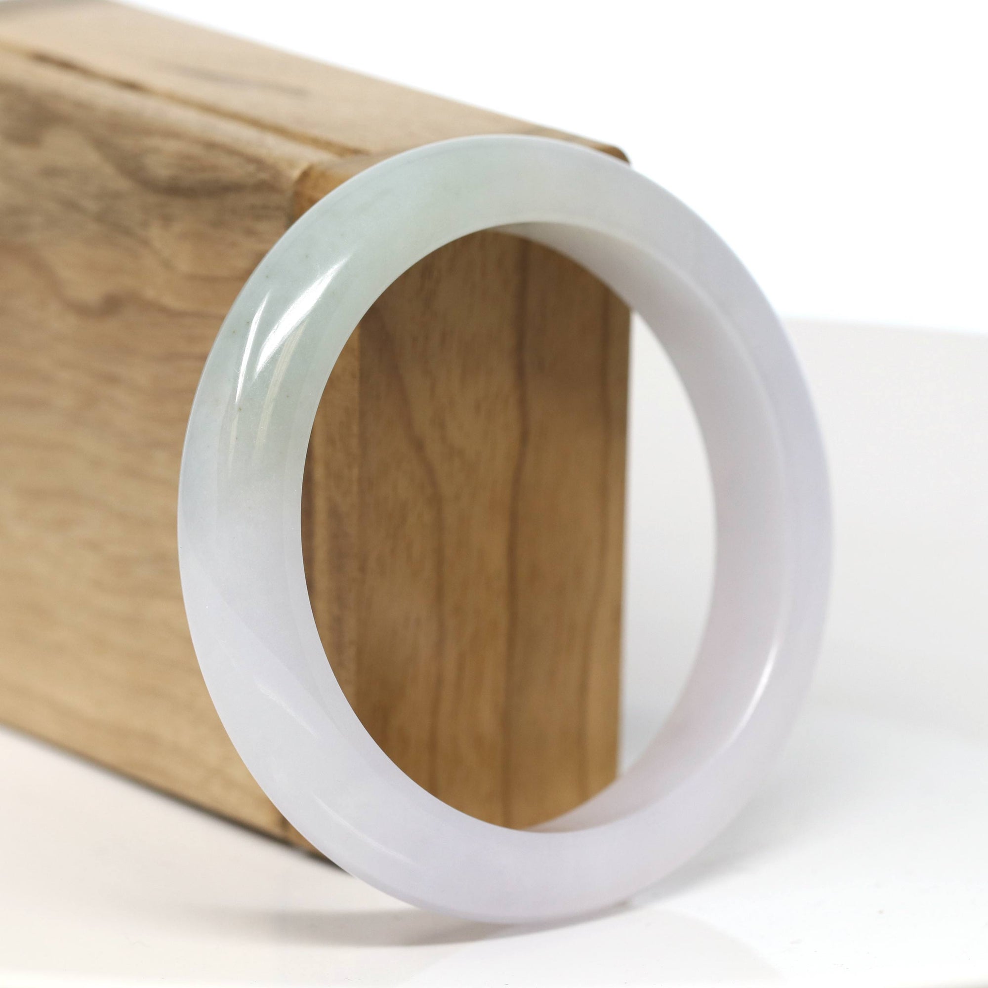 Baikalla Jewelry Jadeite Jade Bangle Bracelet Baikalla "Half Round" Icy Light Lavender Jadeite Jade Bangle Bracelet (56.57 mm) #T484