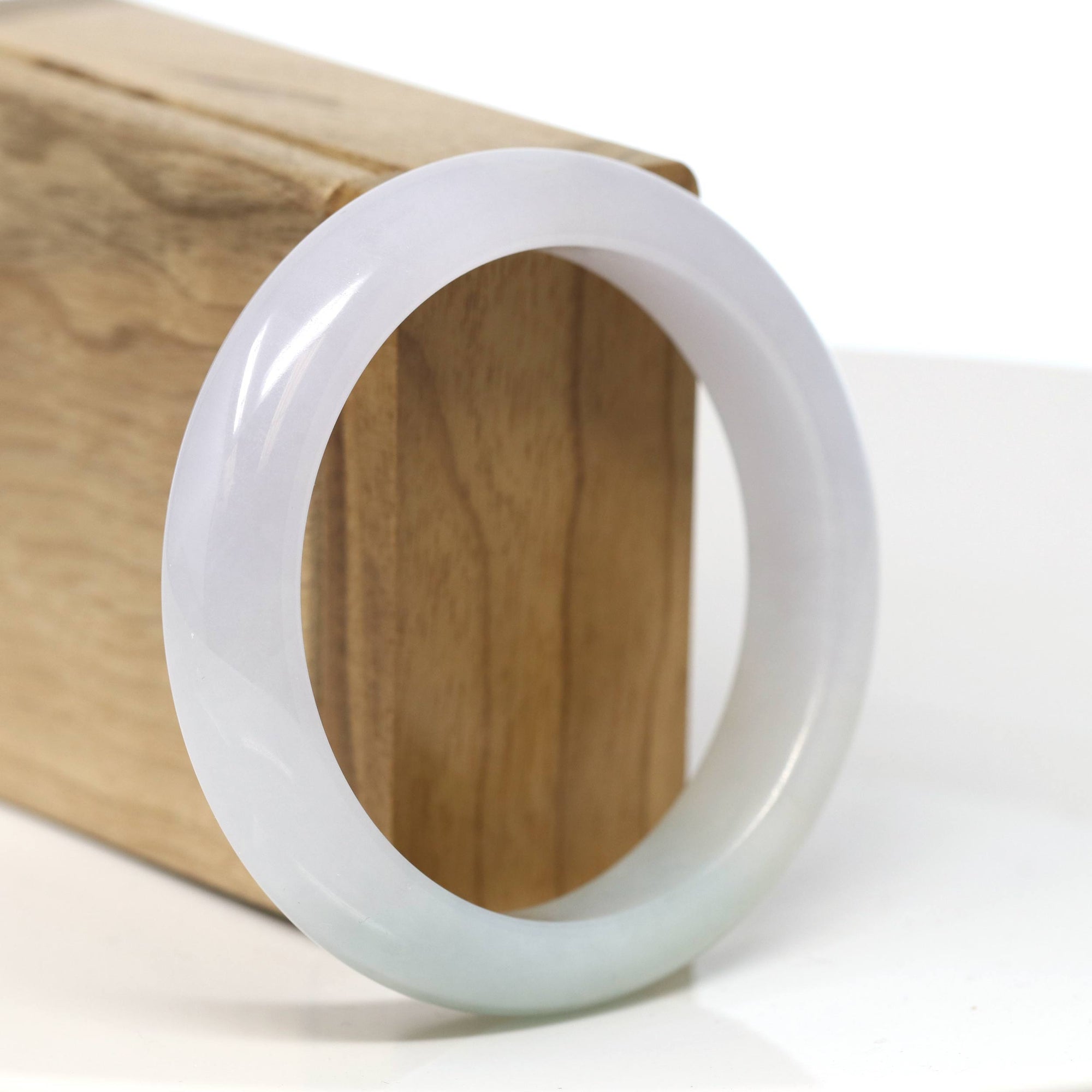 Baikalla Jewelry Jadeite Jade Bangle Bracelet Baikalla "Half Round" Icy Light Lavender Jadeite Jade Bangle Bracelet (56.57 mm) #T484