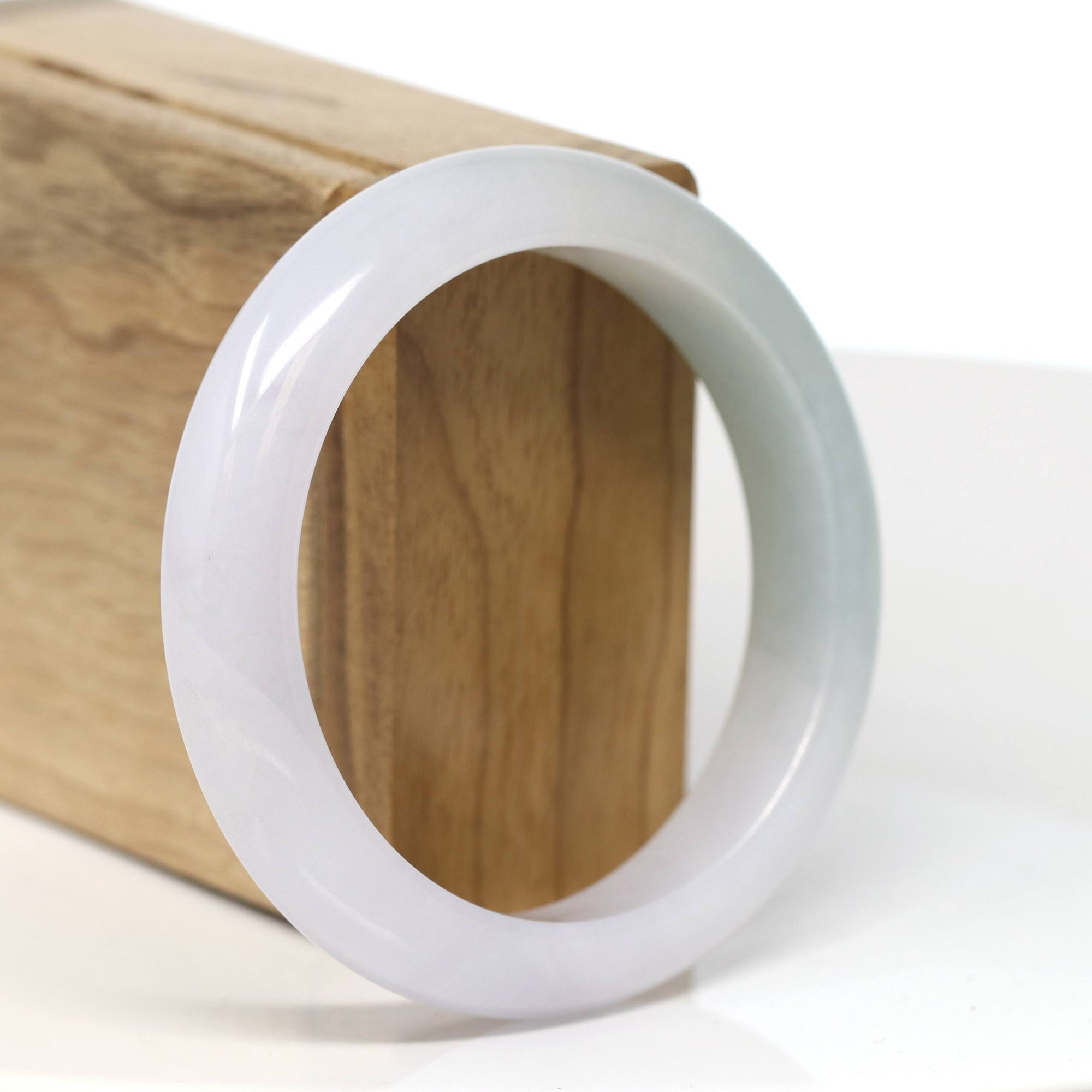 Baikalla Jewelry Jadeite Jade Bangle Bracelet Baikalla "Half Round" Icy Light Lavender Jadeite Jade Bangle Bracelet (56.57 mm) #T484