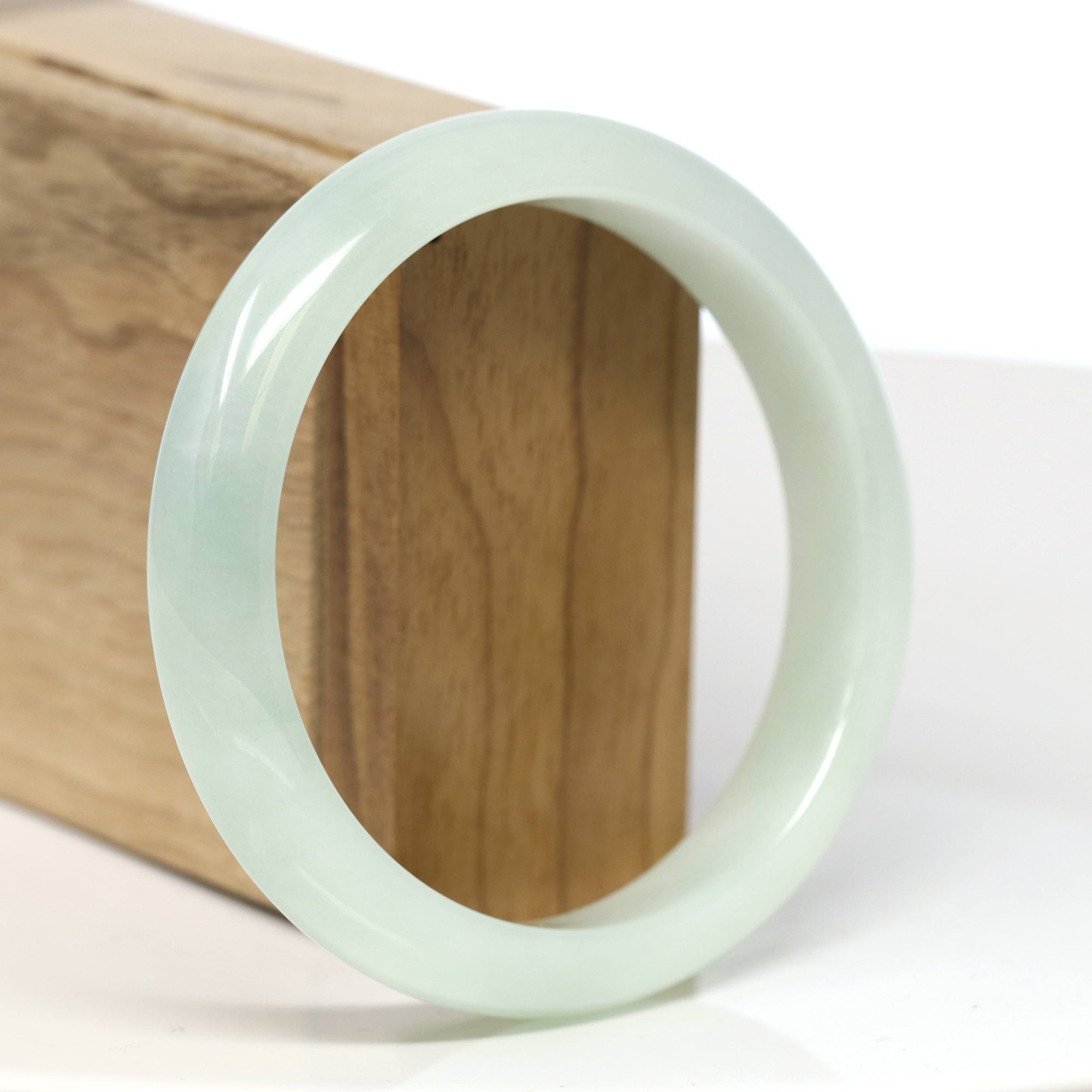 Baikalla Jewelry Jadeite Jade Bangle Bracelet Baikalla "Half Round" Light Green Jadeite Jade Bangle Bracelet (60.8mm) #T488