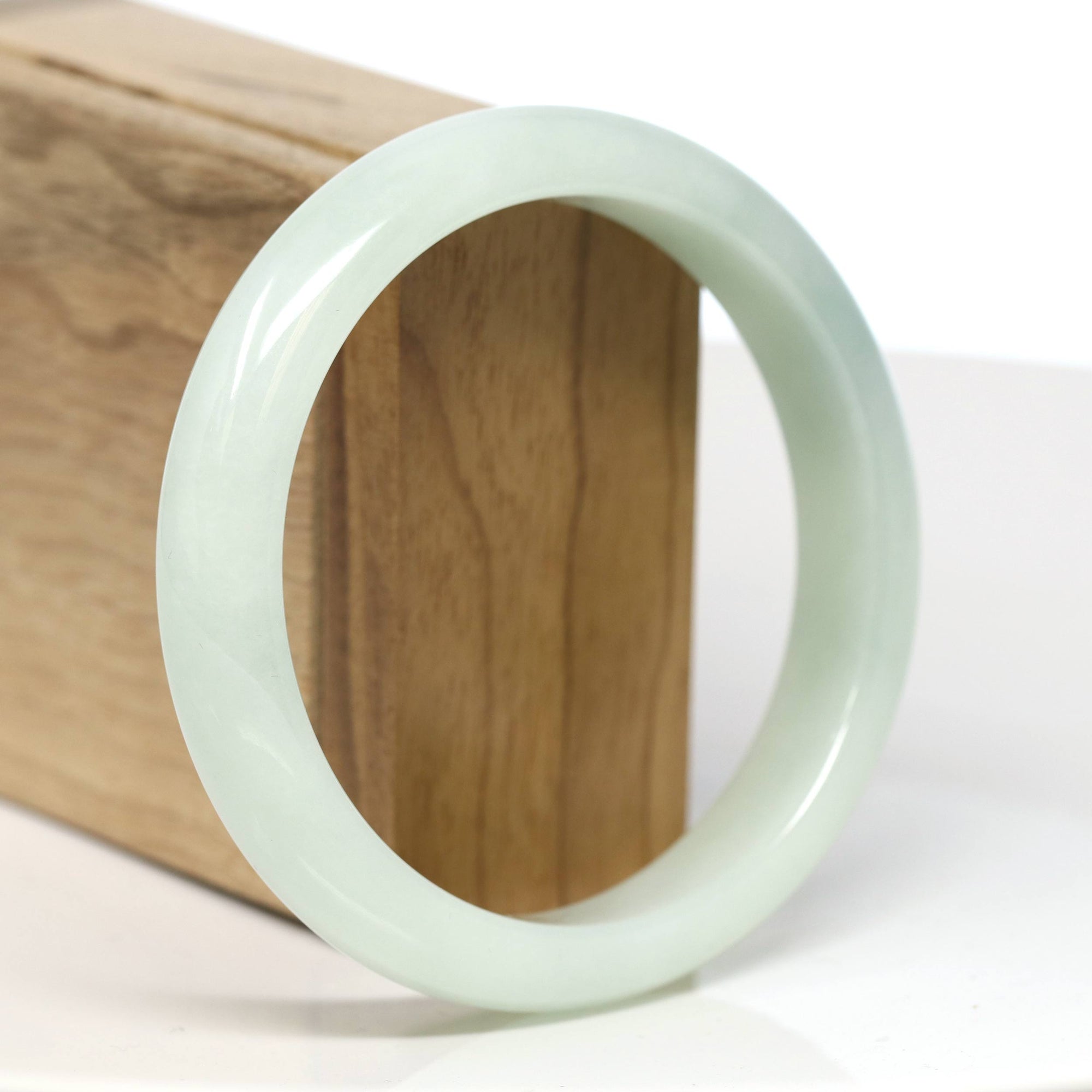 Baikalla Jewelry Jadeite Jade Bangle Bracelet Baikalla "Half Round" Light Green Jadeite Jade Bangle Bracelet (60.8mm) #T488