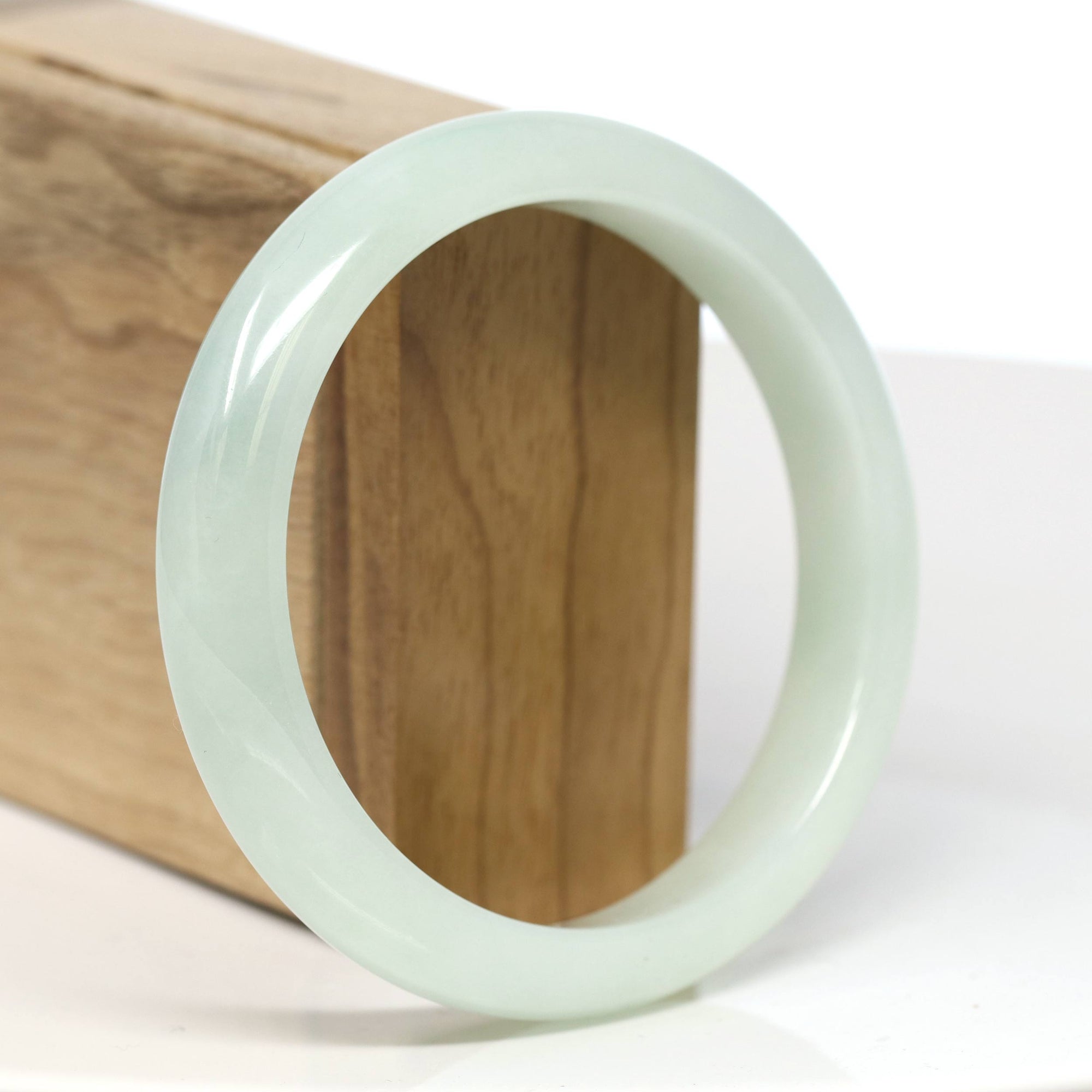 Baikalla Jewelry Jadeite Jade Bangle Bracelet Baikalla "Half Round" Light Green Jadeite Jade Bangle Bracelet (60.8mm) #T488