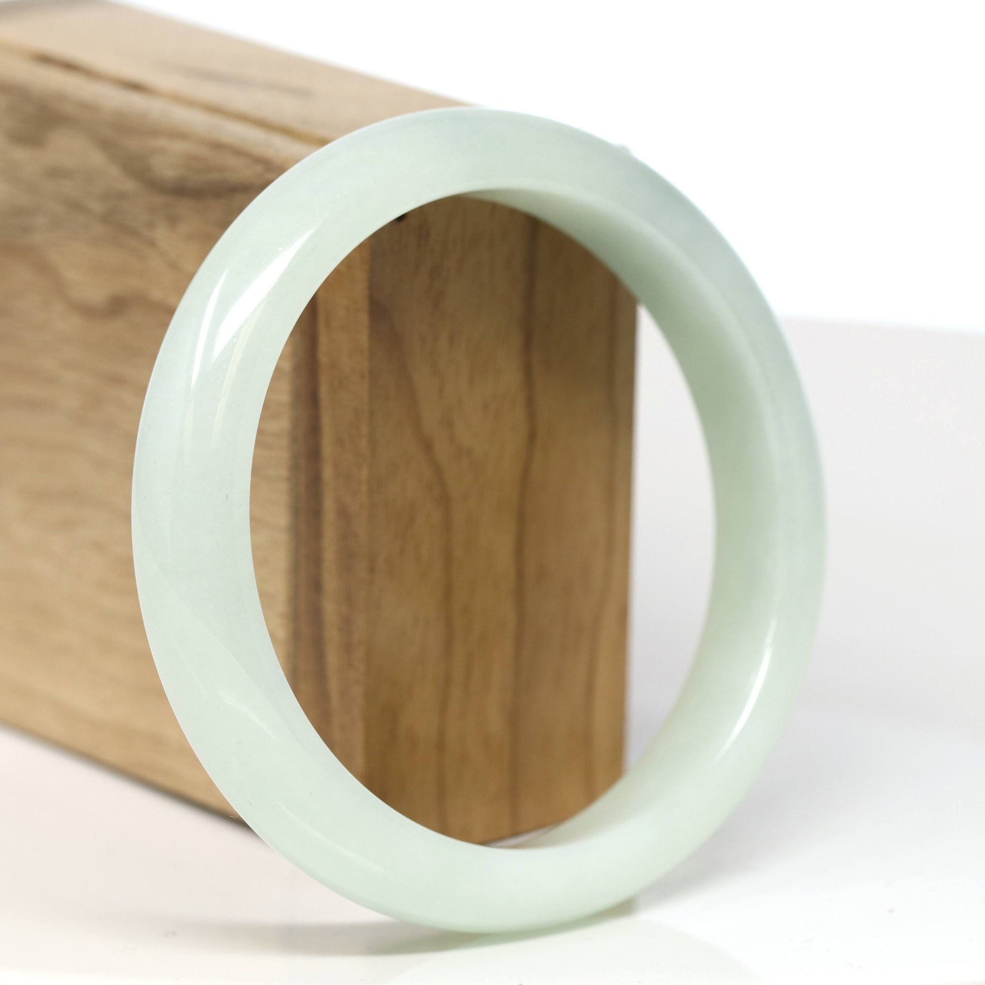 Baikalla Jewelry Jadeite Jade Bangle Bracelet Baikalla "Half Round" Light Green Jadeite Jade Bangle Bracelet (60.8mm) #T488