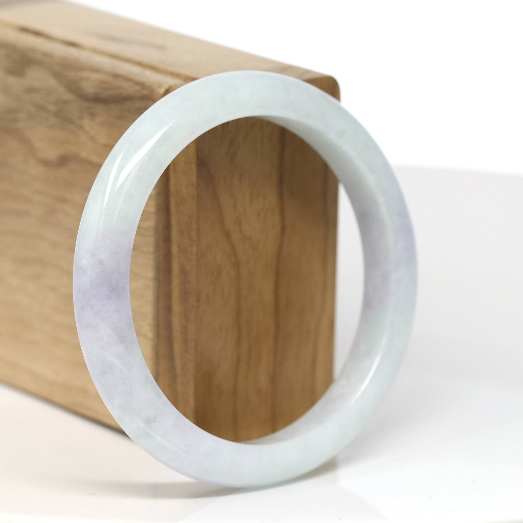 Baikalla Jewelry Jadeite Jade Bangle Bracelet Baikalla "Half Round" Lavender Jadeite Jade Bangle Bracelet (57.3mm) #T490