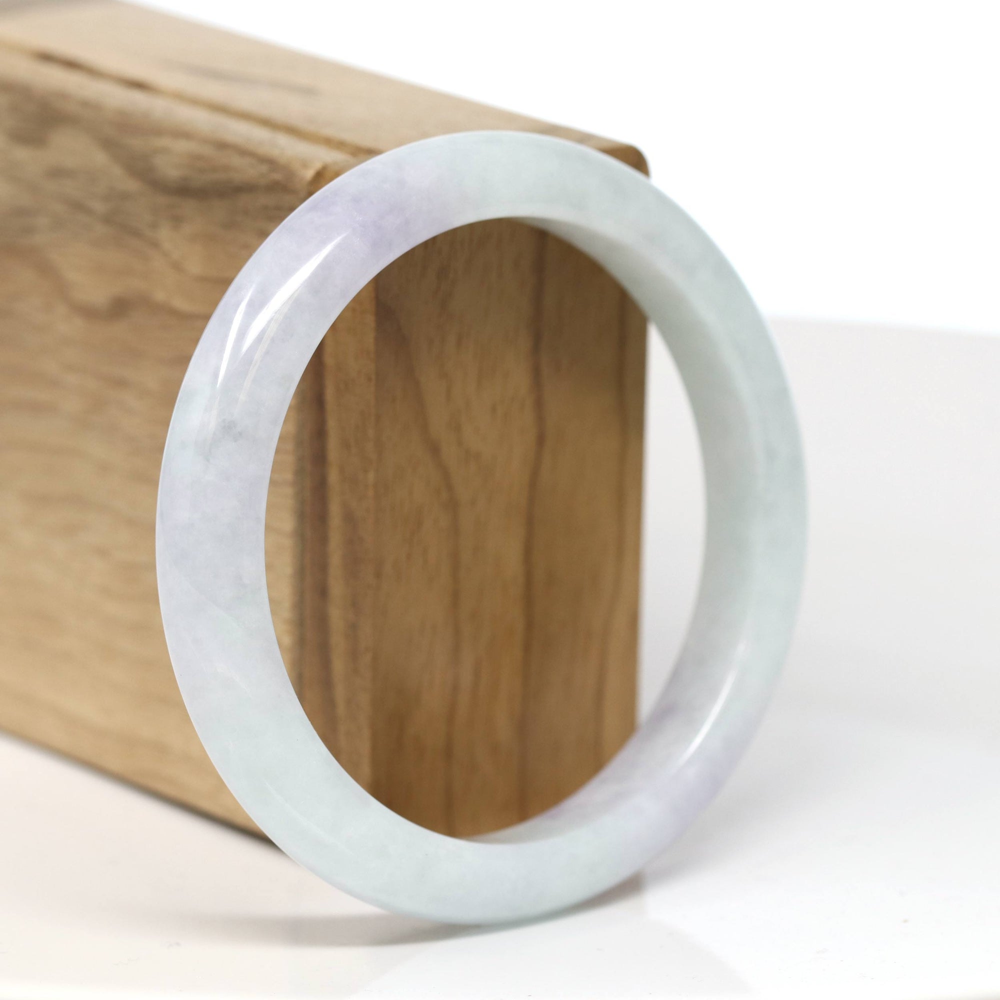 Baikalla Jewelry Jadeite Jade Bangle Bracelet Baikalla "Half Round" Lavender Jadeite Jade Bangle Bracelet (57.3mm) #T490