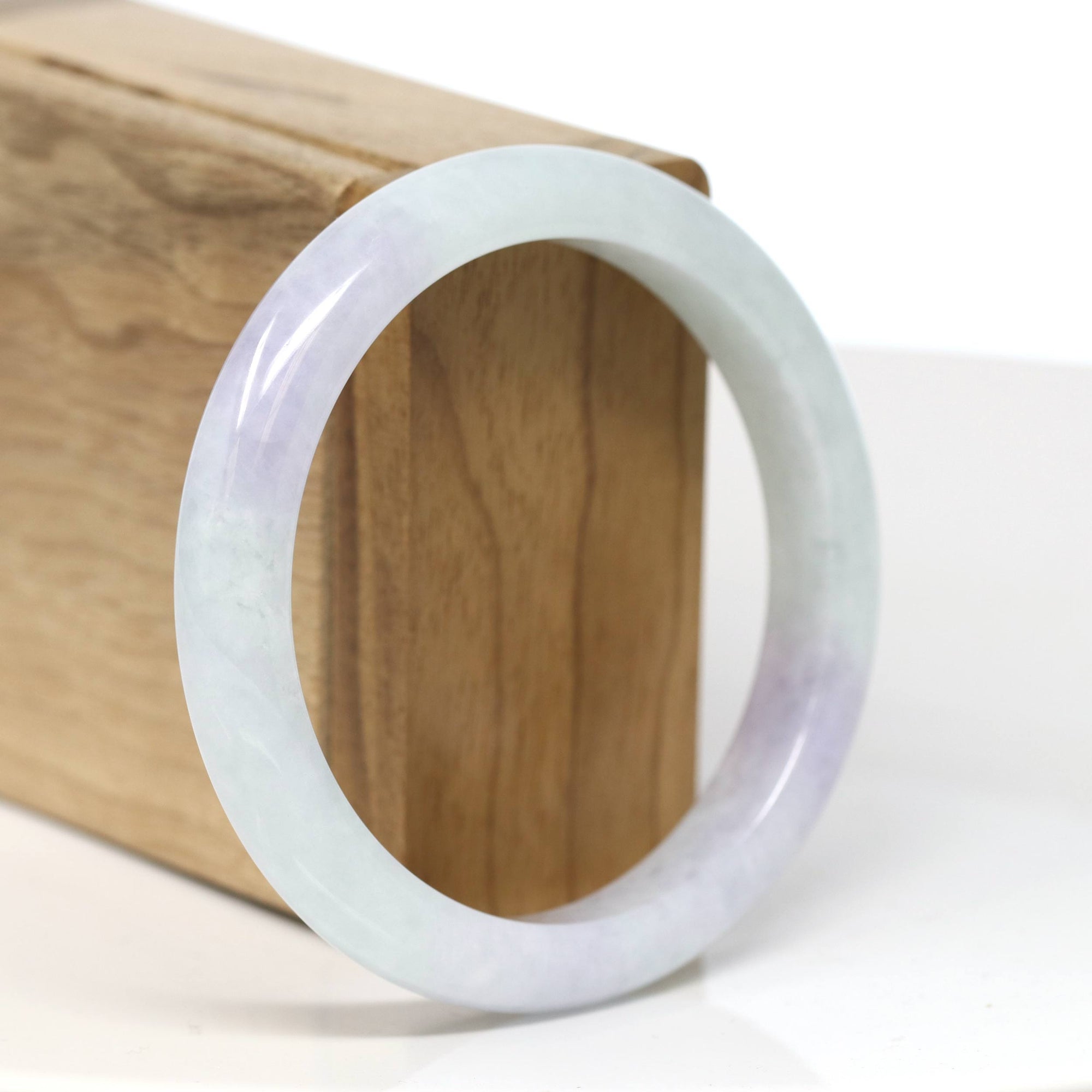 Baikalla Jewelry Jadeite Jade Bangle Bracelet Baikalla "Half Round" Lavender Jadeite Jade Bangle Bracelet (57.3mm) #T490