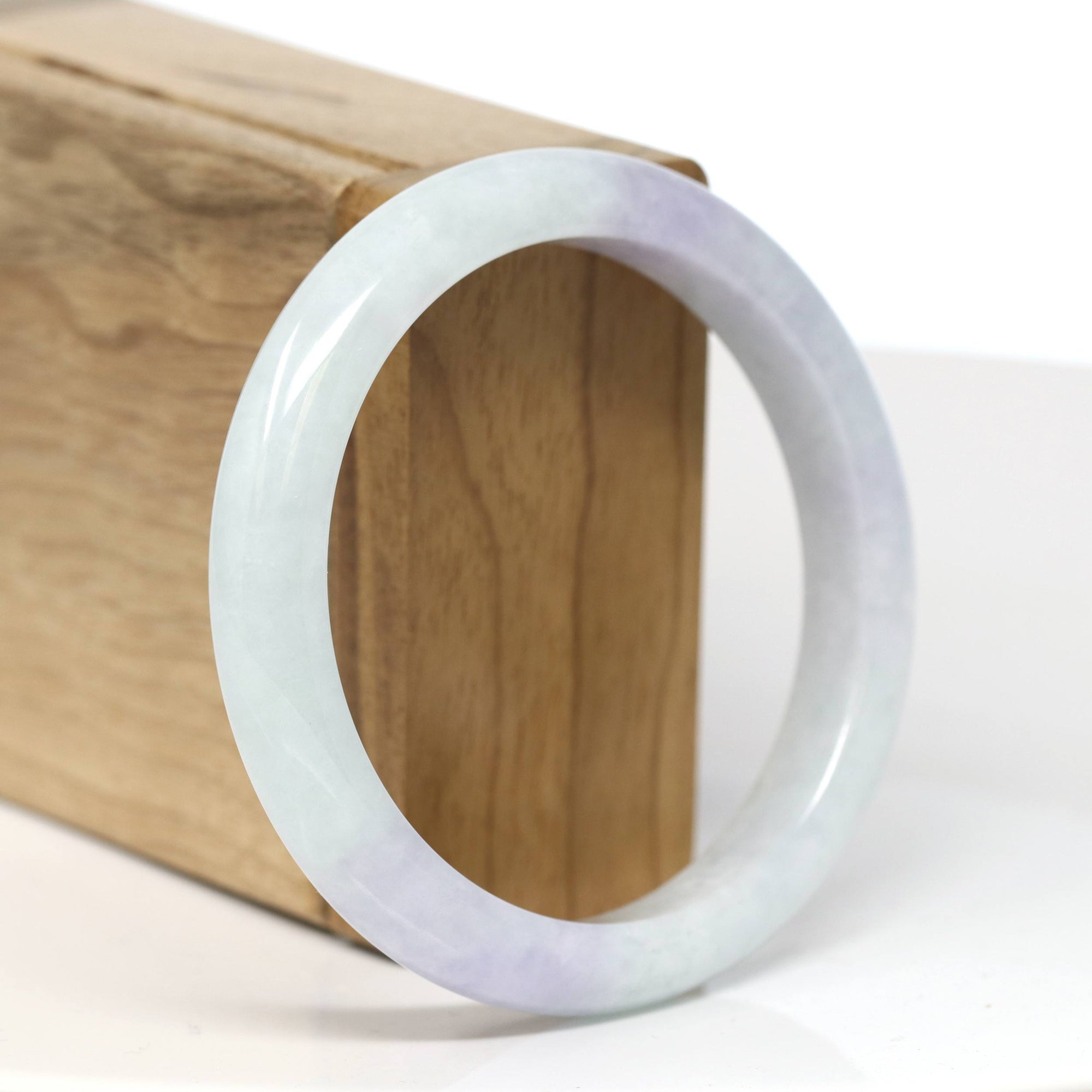 Baikalla Jewelry Jadeite Jade Bangle Bracelet Baikalla "Half Round" Lavender Jadeite Jade Bangle Bracelet (57.3mm) #T490