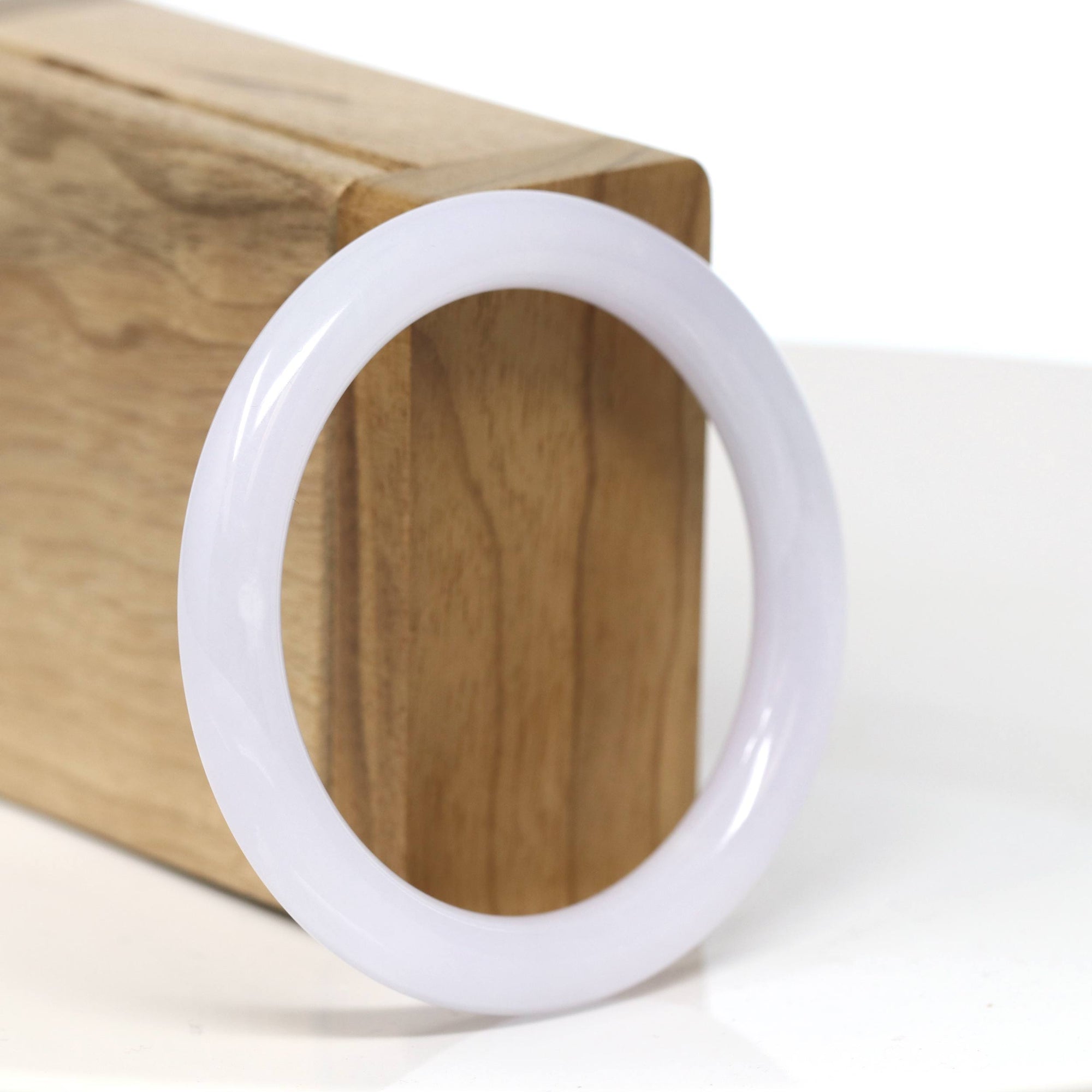 Baikalla Jewelry Jadeite Jade Bangle Bracelet Baikalla "Full Round" Petite Icy Lavender Jadeite Jade Bangle Bracelet (52.97mm) #T515