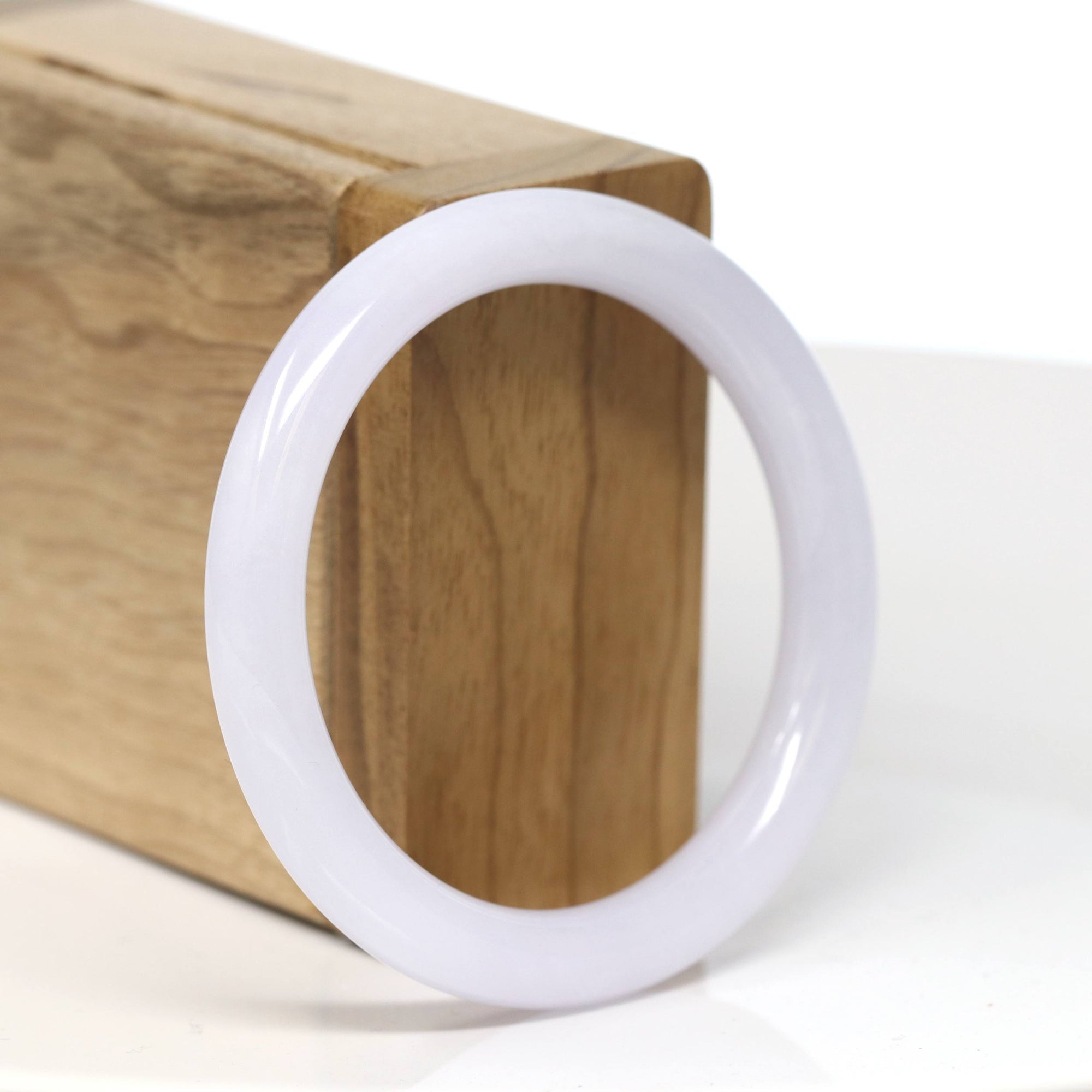 Baikalla Jewelry Jadeite Jade Bangle Bracelet Baikalla "Full Round" Petite Icy Lavender Jadeite Jade Bangle Bracelet (52.97mm) #T515