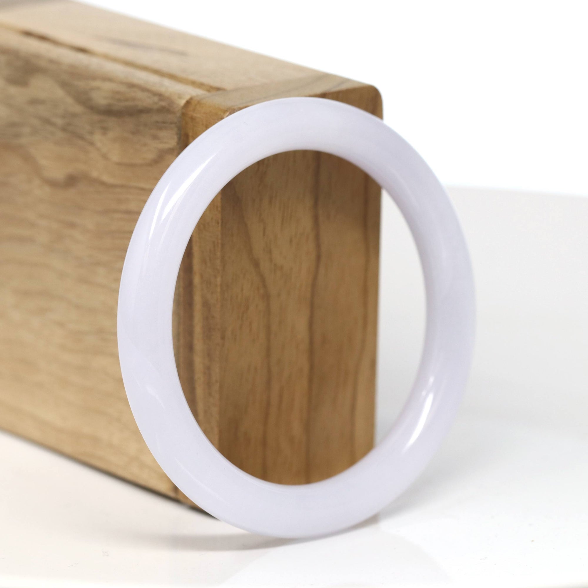 Baikalla Jewelry Jadeite Jade Bangle Bracelet Baikalla "Full Round" Petite Icy Lavender Jadeite Jade Bangle Bracelet (52.97mm) #T515