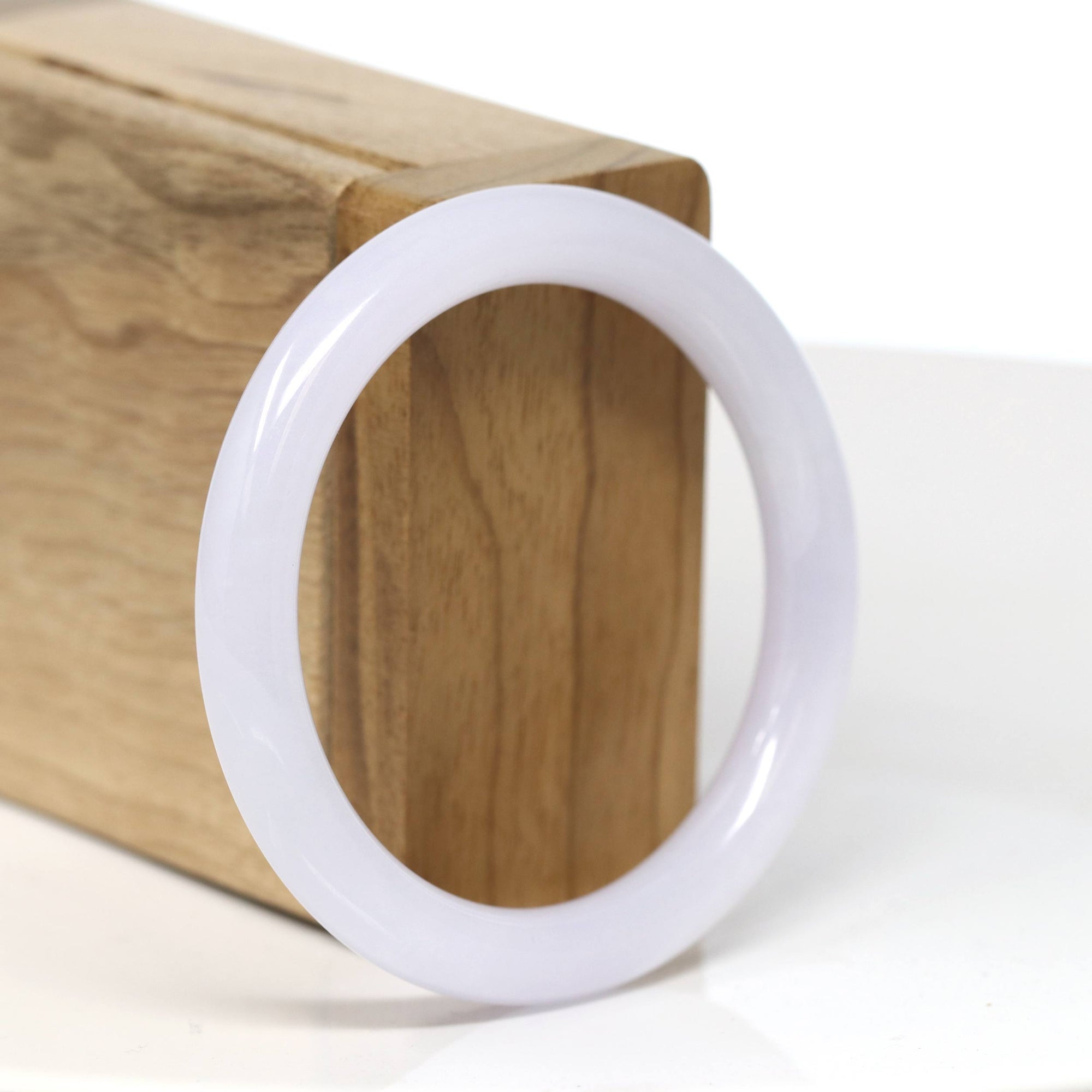 Baikalla Jewelry Jadeite Jade Bangle Bracelet Baikalla "Full Round" Petite Icy Lavender Jadeite Jade Bangle Bracelet (52.97mm) #T515