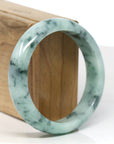 Baikalla Jewelry Jadeite Jade Bangle Bracelet Baikalla "Half Round" Blue-Green Jade Bangle Bracelet (58.36mm) 