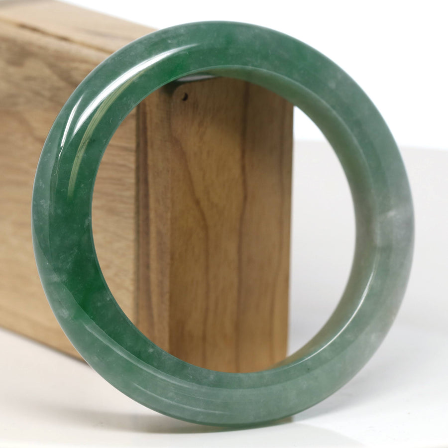 Baikalla Jewelry Jadeite Jade Bangle Bracelet Baikalla "Half Round" Forest Green Jade Bangle Bracelet (61.75mm) #T522