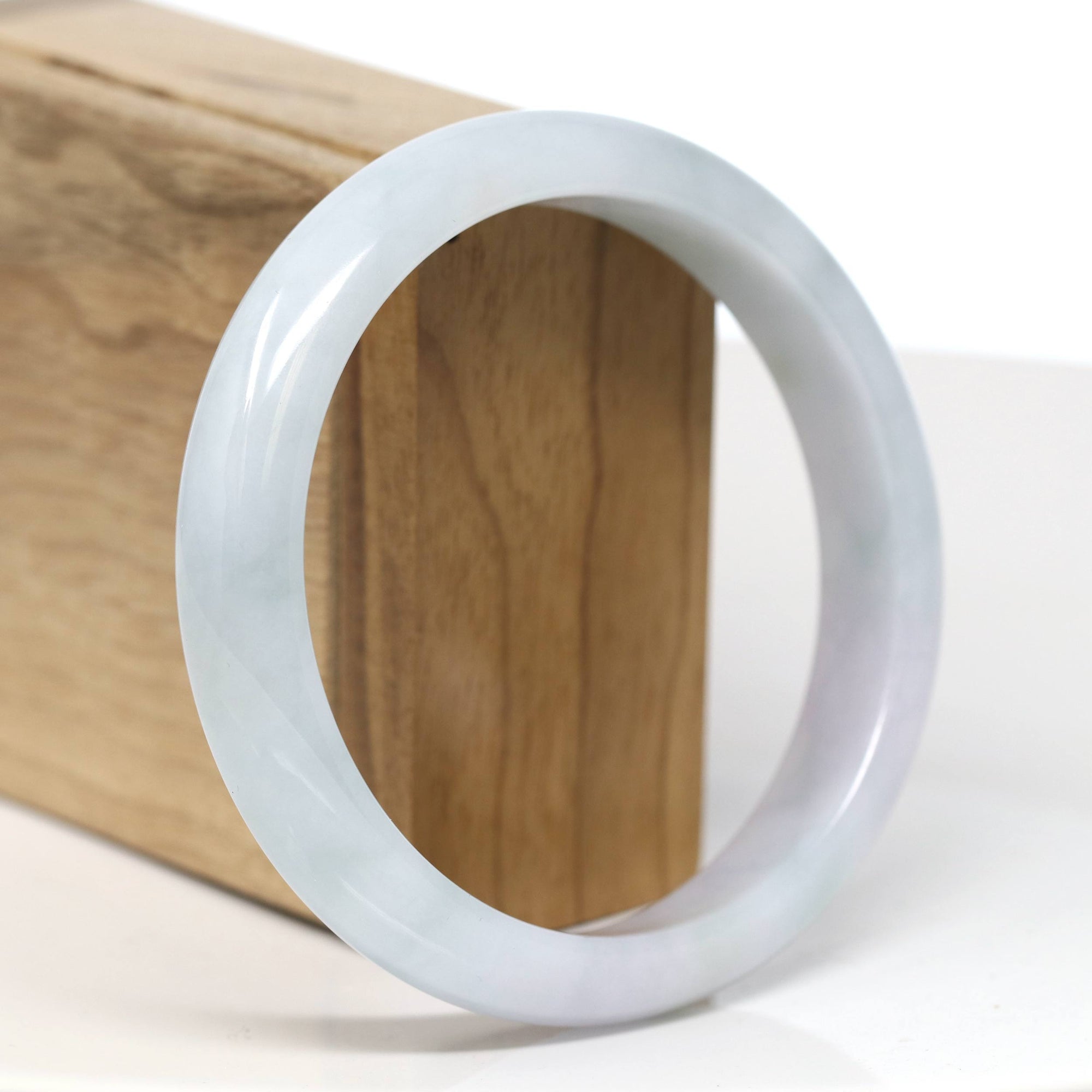 Baikalla Jewelry Jadeite Jade Bangle Bracelet Baikalla "Half Round" Light Lavender and Green Jade Bangle Bracelet (61.82mm) #T523