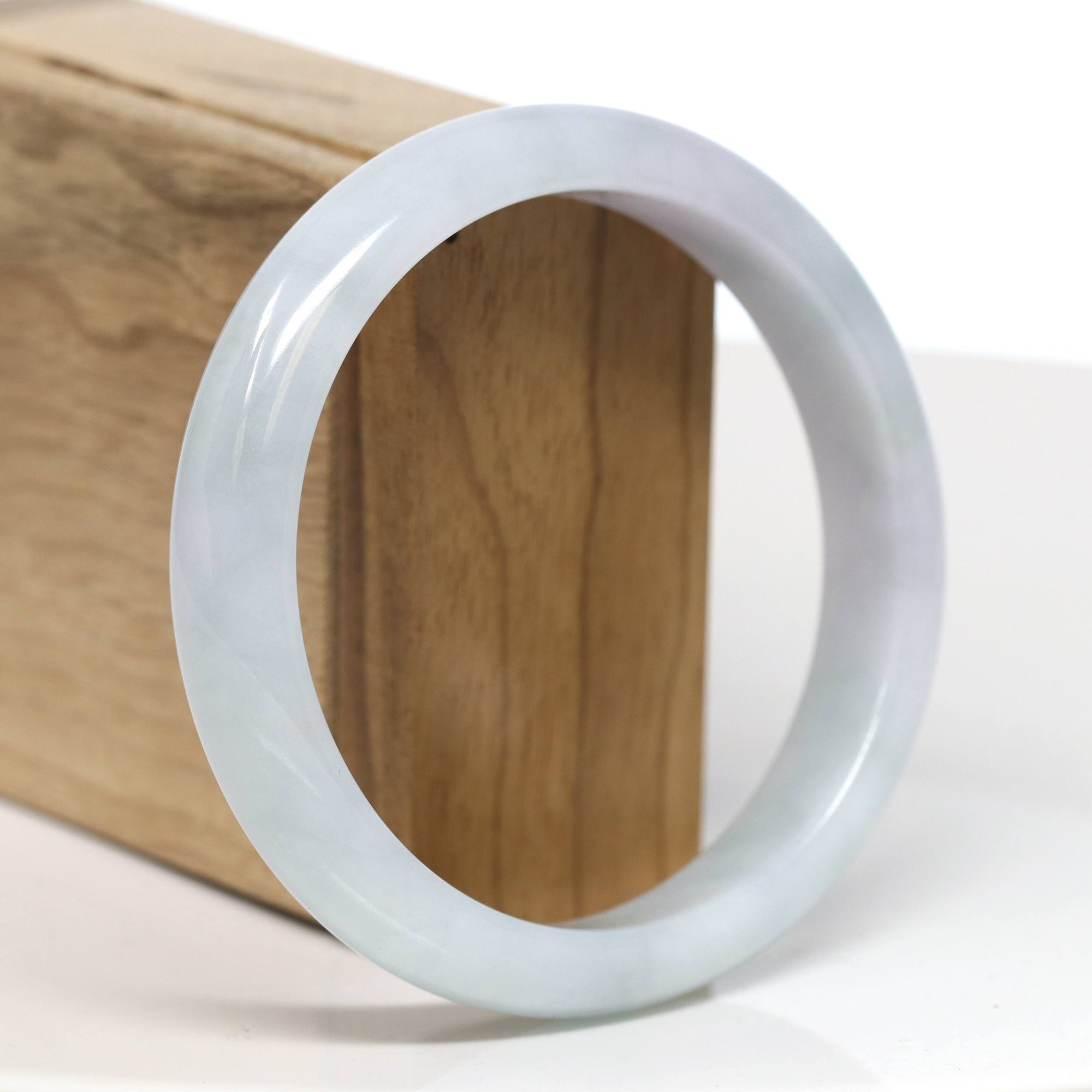 Baikalla Jewelry Jadeite Jade Bangle Bracelet Baikalla "Half Round" Light Lavender and Green Jade Bangle Bracelet (61.82mm) #T523