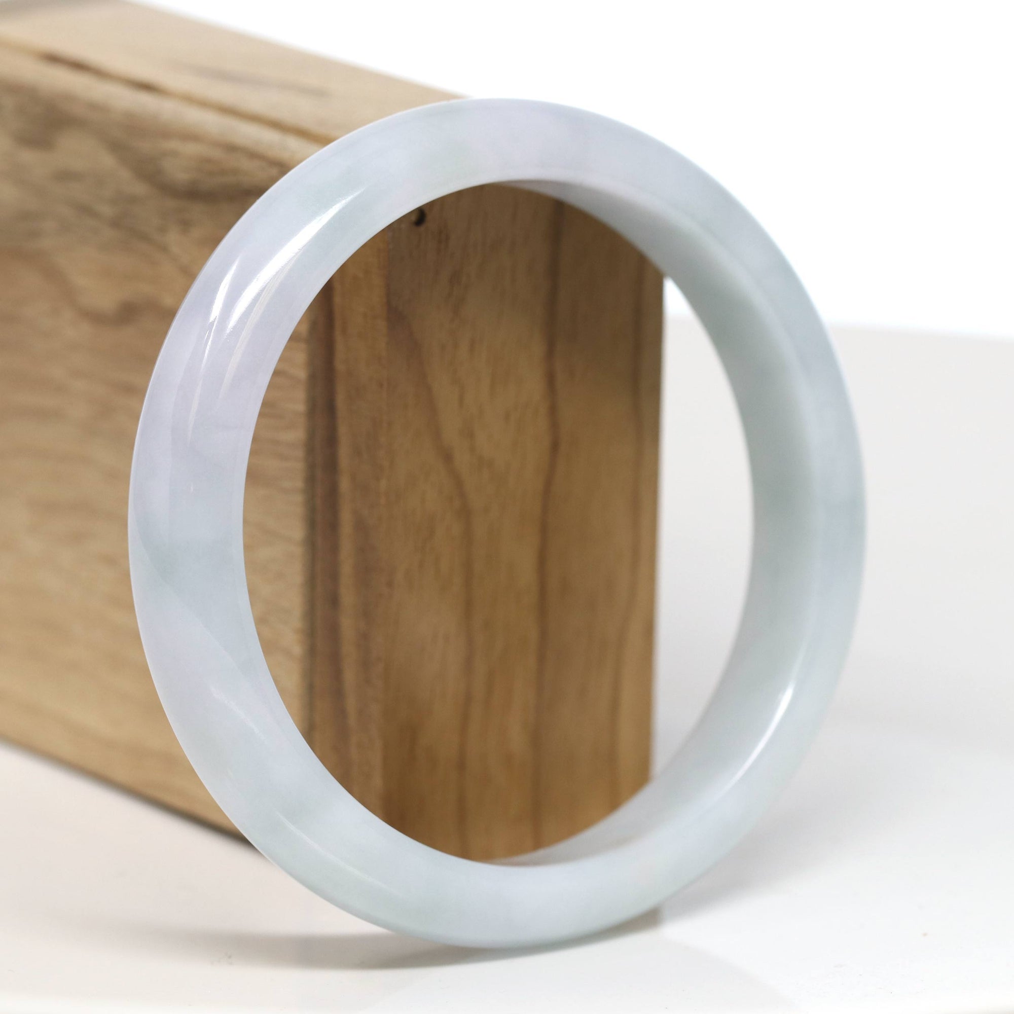 Baikalla Jewelry Jadeite Jade Bangle Bracelet Baikalla "Half Round" Light Lavender and Green Jade Bangle Bracelet (61.82mm) #T523