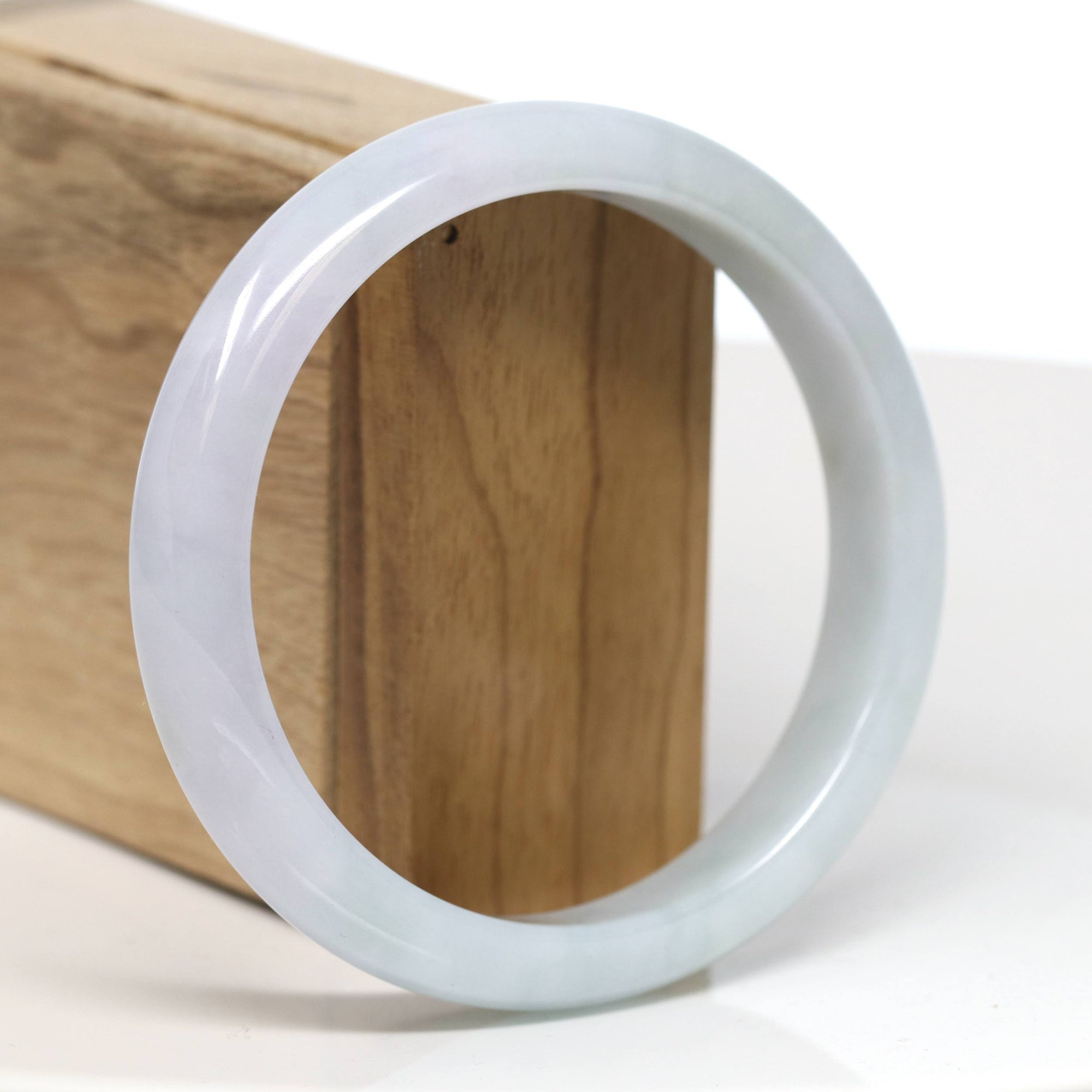 Baikalla Jewelry Jadeite Jade Bangle Bracelet Baikalla "Half Round" Light Lavender and Green Jade Bangle Bracelet (61.82mm) #T523