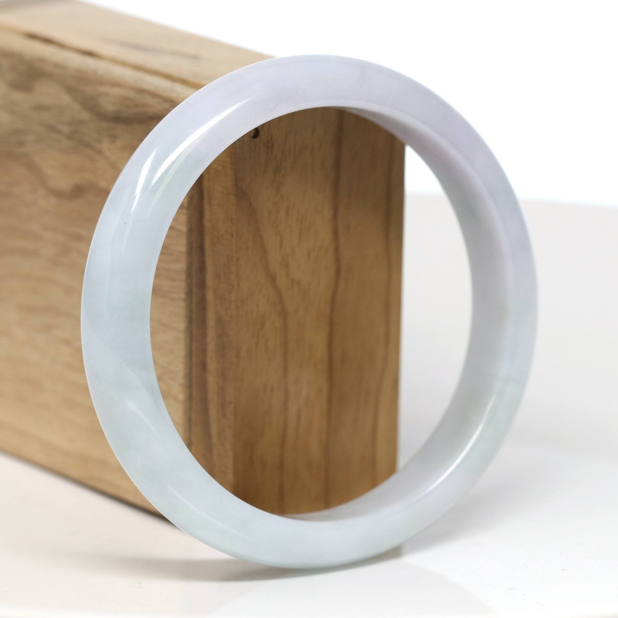 Baikalla Jewelry Jadeite Jade Bangle Bracelet Baikalla "Half Round" Light Lavender and Green Jade Bangle Bracelet (61.82mm) #T523