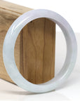 Baikalla Jewelry Jadeite Jade Bangle Bracelet Baikalla "Half Round" Light Lavender and Green Jade Bangle Bracelet (61.82mm) 