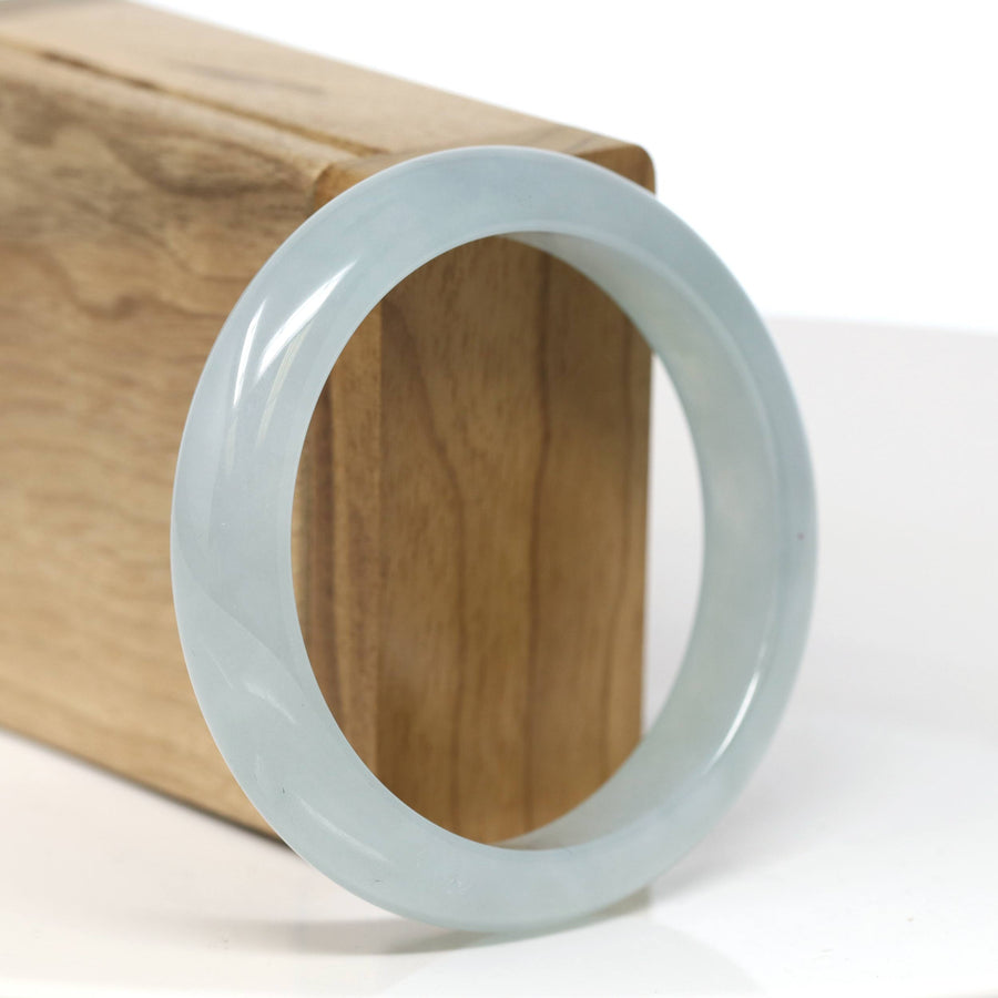 Baikalla Jewelry Jadeite Jade Bangle Bracelet Baikalla High-End "Half Round" Icy Blue-Green Jade Bangle Bracelet (56.45mm) #T525