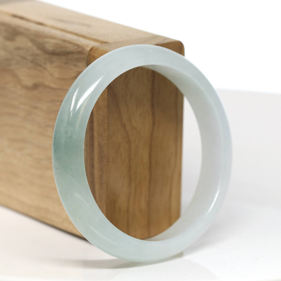 Baikalla Jewelry Jadeite Jade Bangle Bracelet Baikalla "Half Round" Icy Blue-Green Jade Bangle Bracelet (57.17mm) #T526