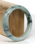 Baikalla Jewelry Jadeite Jade Bangle Bracelet Baikalla "Half Round" Blue-Green Jade Bangle Bracelet (59.47mm) 