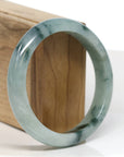 Baikalla Jewelry Jadeite Jade Bangle Bracelet Baikalla "Half Round" Blue-Green Jade Bangle Bracelet (59.47mm) 