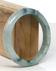 Baikalla Jewelry Jadeite Jade Bangle Bracelet Baikalla "Half Round" Blue-Green Jade Bangle Bracelet (59.47mm) 