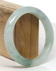 Baikalla Jewelry Jadeite Jade Bangle Bracelet Baikalla "Half Round" Icy Blue-Green Jade Bangle Bracelet (60.66mm) 