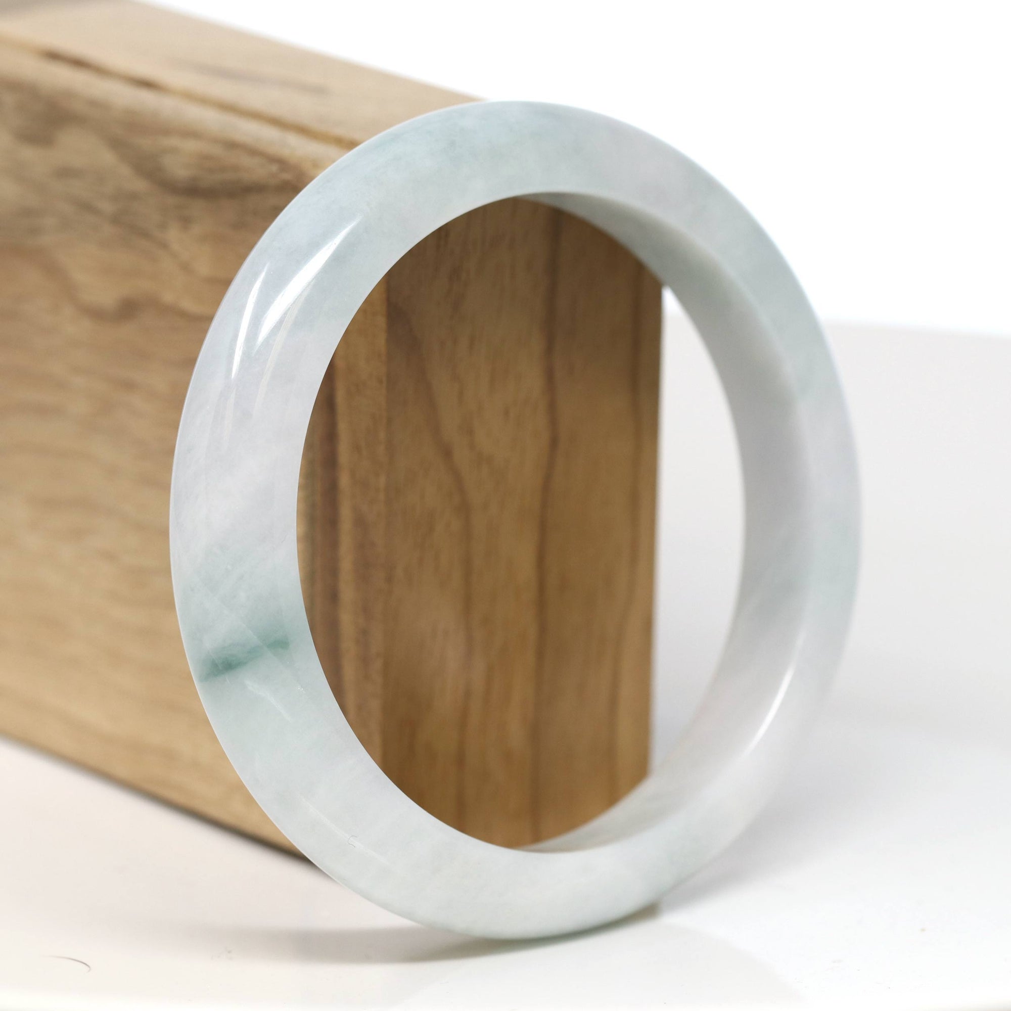 Baikalla Jewelry Jadeite Jade Bangle Bracelet Baikalla "Half Round" Blue-Green Jade Bangle Bracelet (59.09mm) 