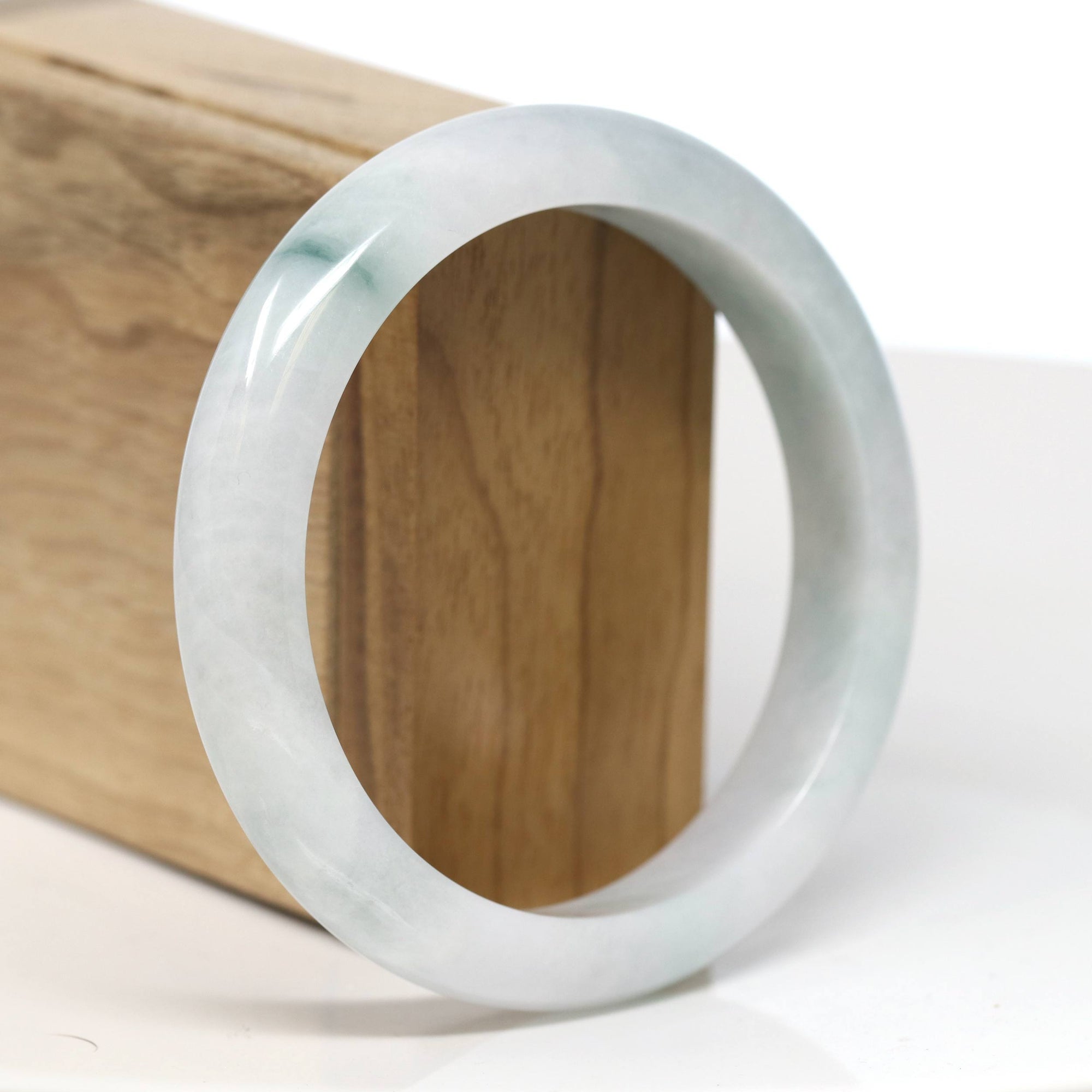 Baikalla Jewelry Jadeite Jade Bangle Bracelet Baikalla "Half Round" Blue-Green Jade Bangle Bracelet (59.09mm) 