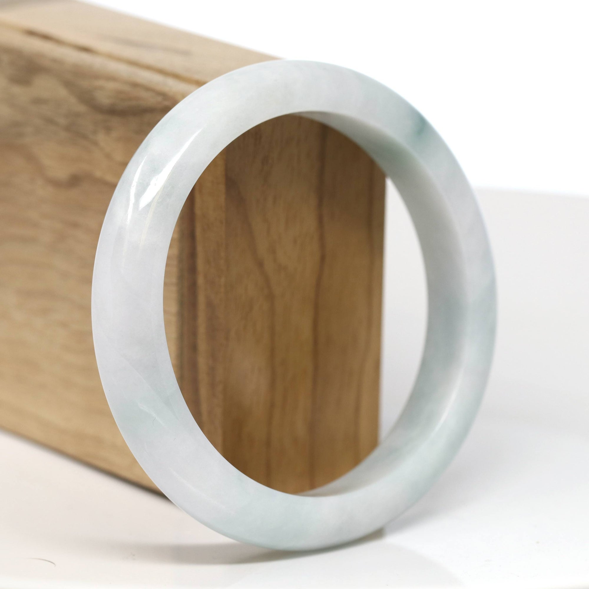 Baikalla Jewelry Jadeite Jade Bangle Bracelet Baikalla "Half Round" Blue-Green Jade Bangle Bracelet (59.09mm) 