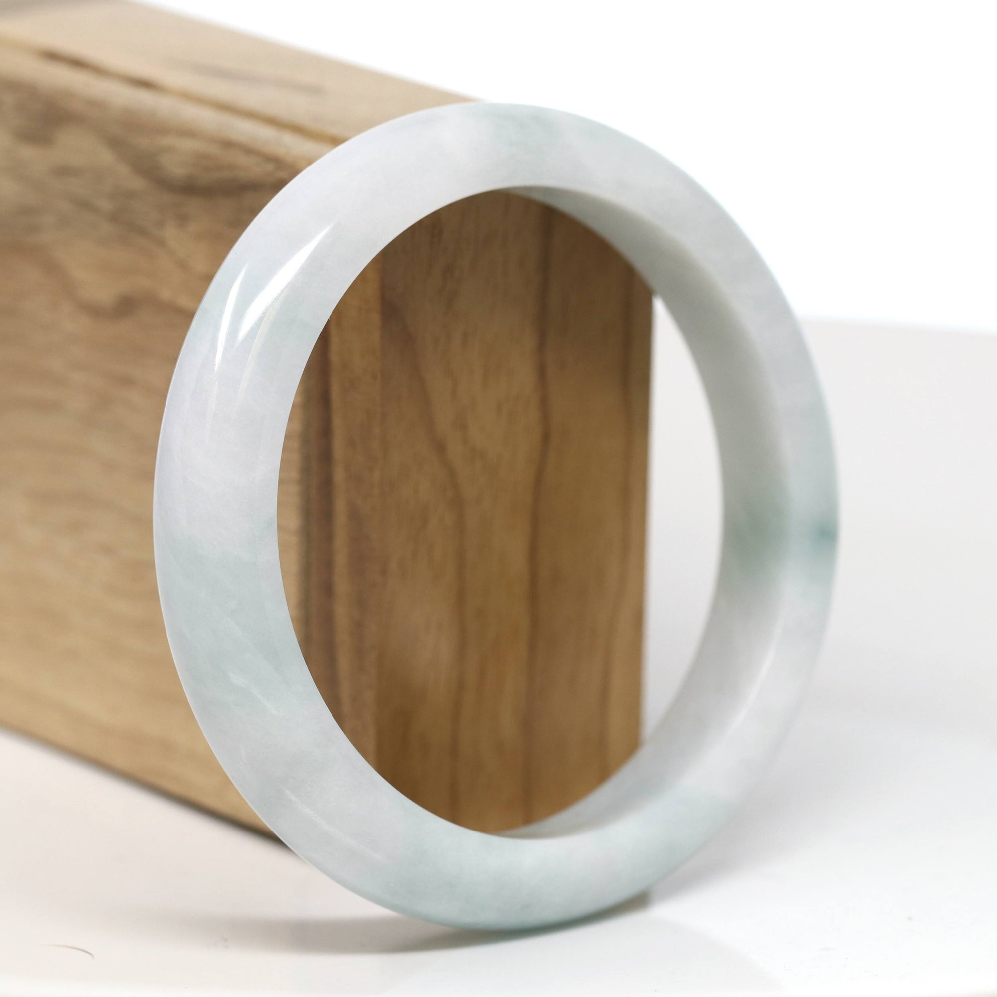 Baikalla Jewelry Jadeite Jade Bangle Bracelet Baikalla "Half Round" Blue-Green Jade Bangle Bracelet (59.09mm) 