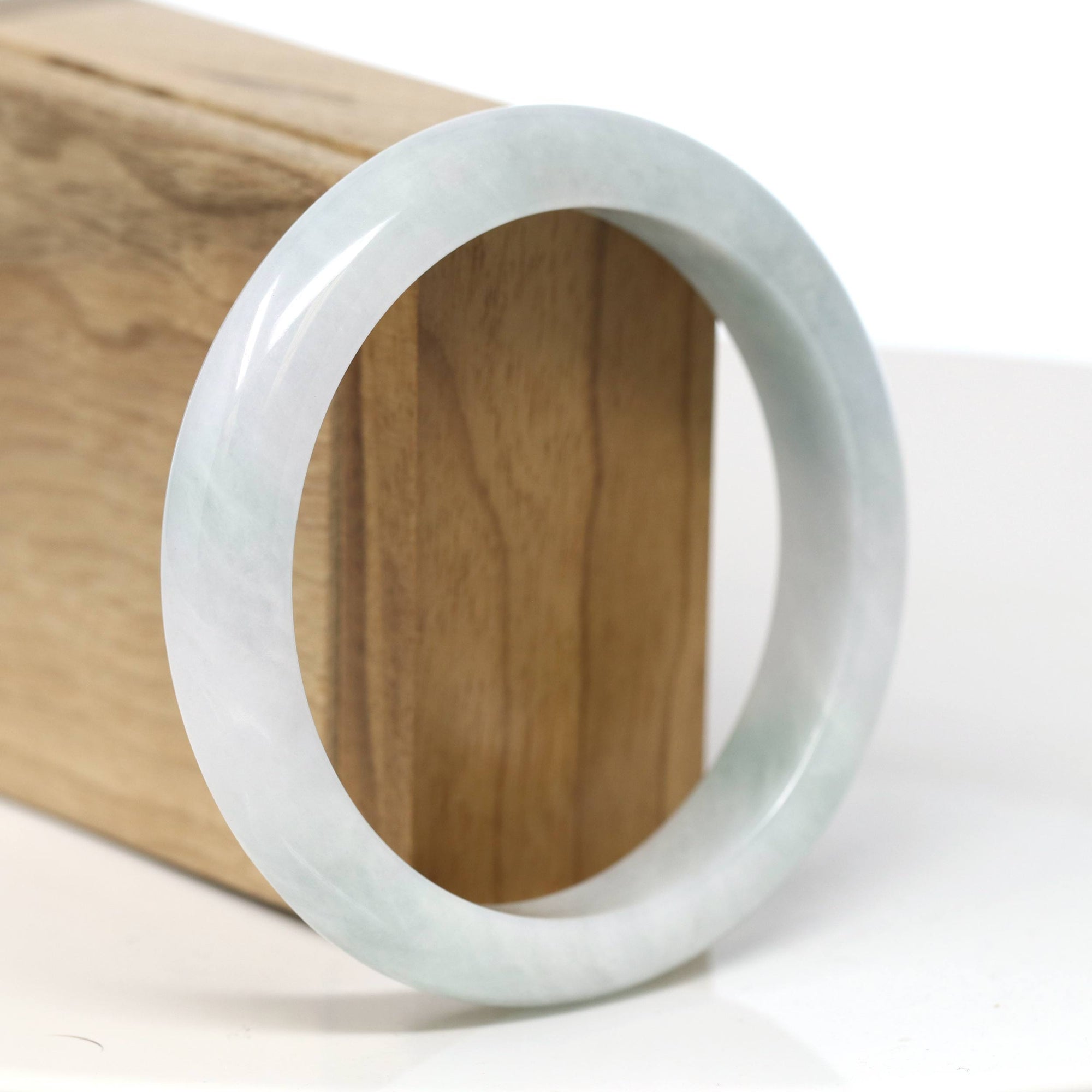 Baikalla Jewelry Jadeite Jade Bangle Bracelet Baikalla "Half Round" Blue-Green Jade Bangle Bracelet (59.09mm) 